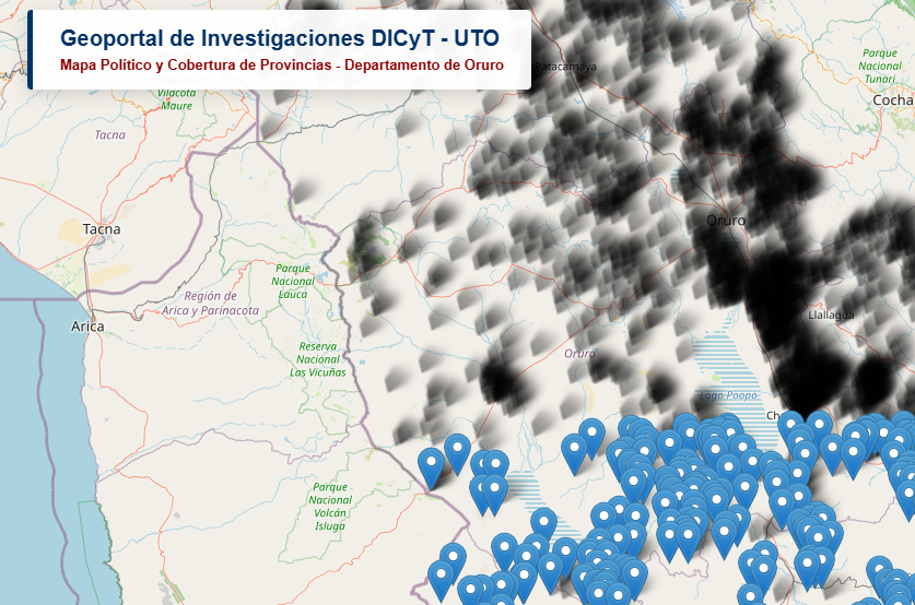 Mapa de Oruro - Cobertura de Provincias